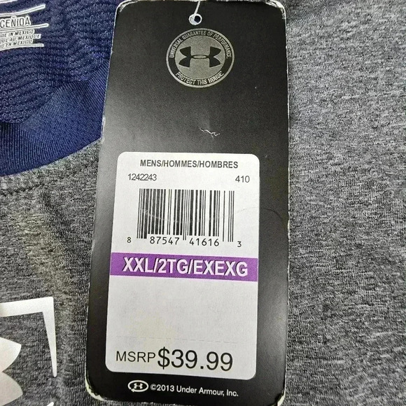 Under Armour HeatGear  UA Baseball Fitted LS shirt gray/ navy  #1243243 XXL - Picture 6 of 8